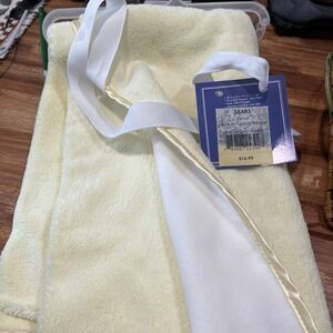 Vintage Sears Baby Blanket Yellow With Satin Trim USA
